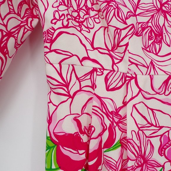 Lilly Pulitzer Silk Blend Livie Color By Numbers Rose Print Dress, Sz 4 - Picture 3 of 9